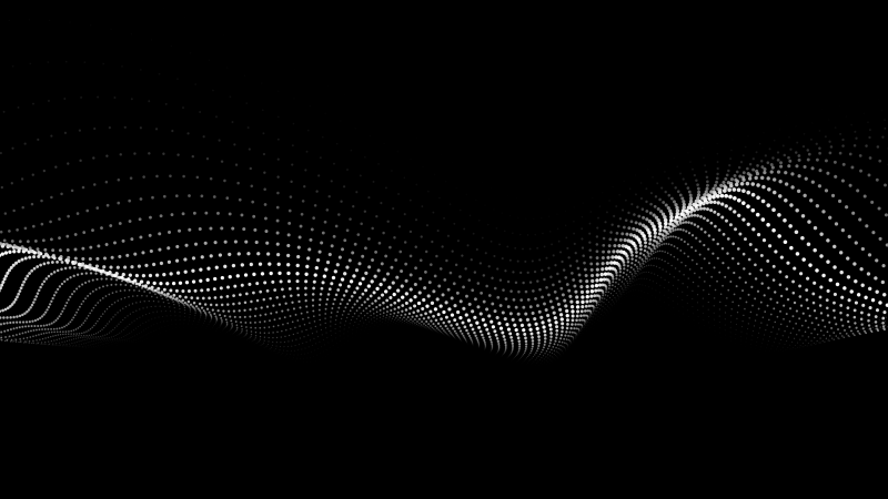 Wave made of dots with black background.