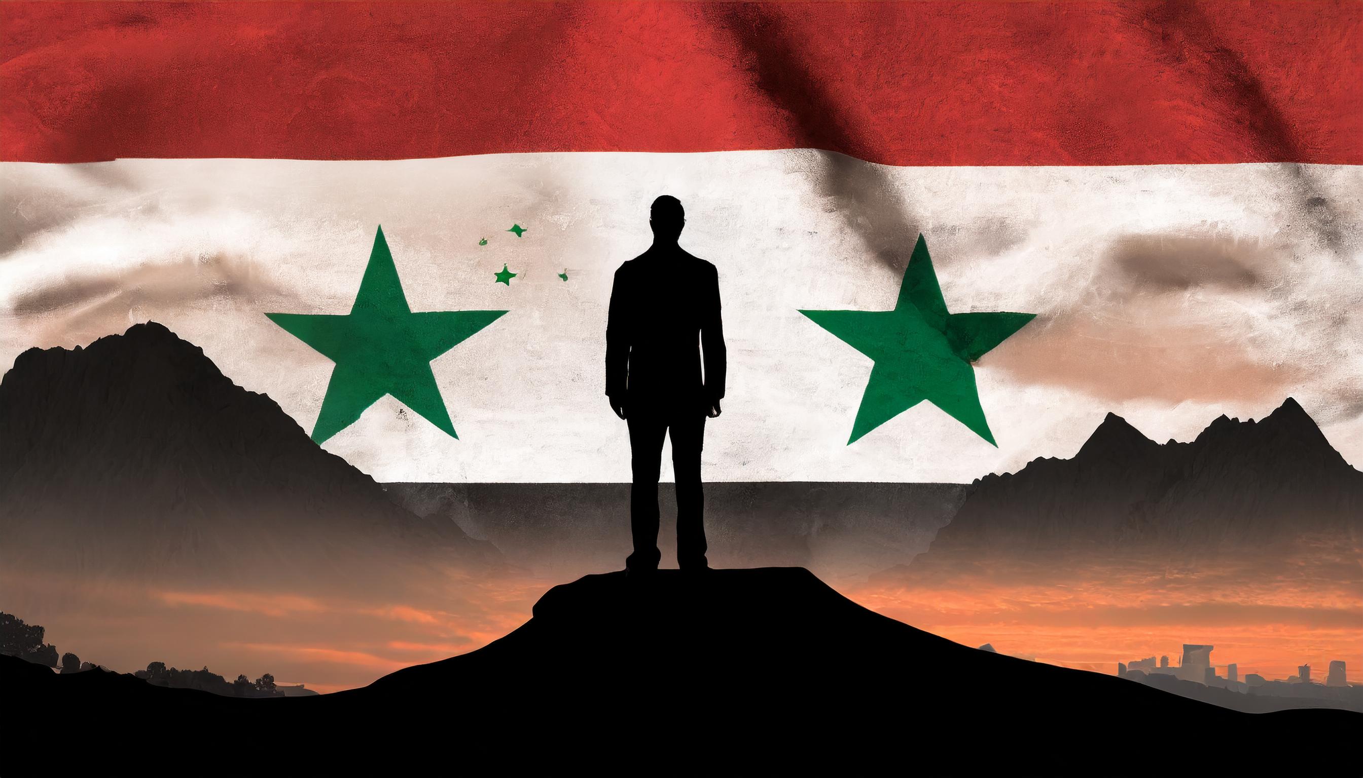 Russian in Syria Photo with man standing on mountain looking down
